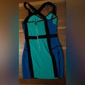 Sugar lips Blue, Green, and Black “Going Out” Dress (Size Small)